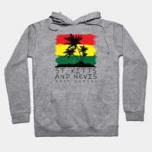 St Kitts and Nevis National Colors with Palm Silhouette Hoodie